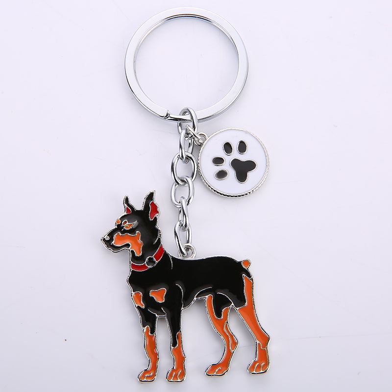 Cartoon Dobermann Dog Keychain