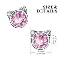 Load image into Gallery viewer, Pink Stone Cat Stud Earrings
