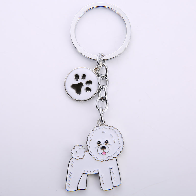 Cartoon Bichon Frise Dog Keychain