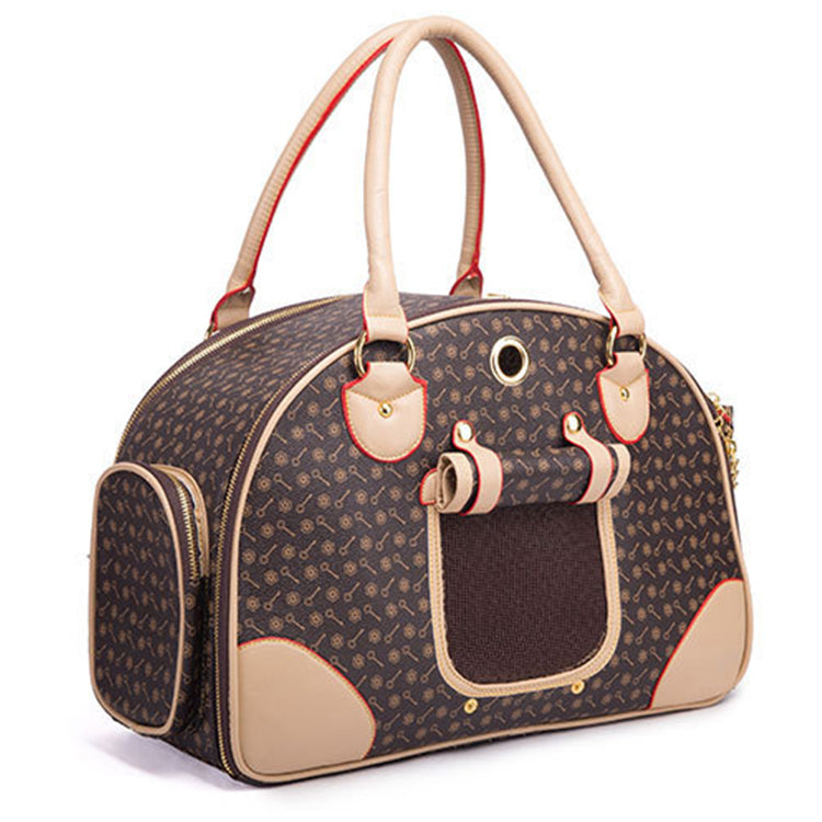 Dog and Cat Carrier Bag - Brown Pattern