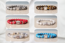 Load image into Gallery viewer, Antique Style Stone Bead Paw Print Bracelet
