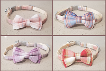 Load image into Gallery viewer, 1 cm Plaid Design with Bow Adjustable Dog and Cat Collar
