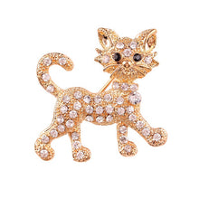 Load image into Gallery viewer, Crystal Cat Rhinestone Brooch Pin
