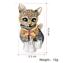 Load image into Gallery viewer, Elegant Kitten Rhinestone Brooch Pin
