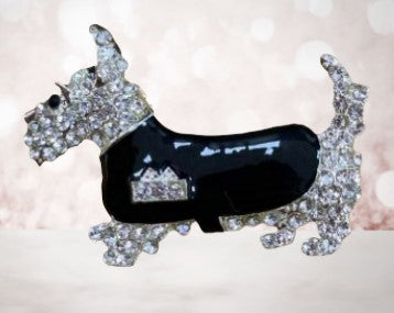 Scottie Dog Rhinestone Brooch Pin