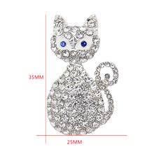 Load image into Gallery viewer, Antique Cat Rhinestone Brooch Pin
