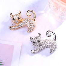 Load image into Gallery viewer, Cute Kitten Rhinestone Brooch Pin
