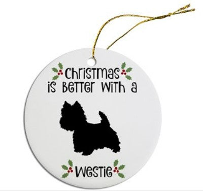 West Highland Terrier Dog (Westie) Round Christmas Ornament