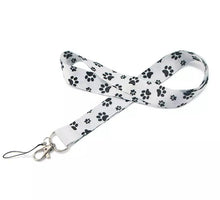 Load image into Gallery viewer, White with Black Paw Print Card Holder and Fabric Lanyard
