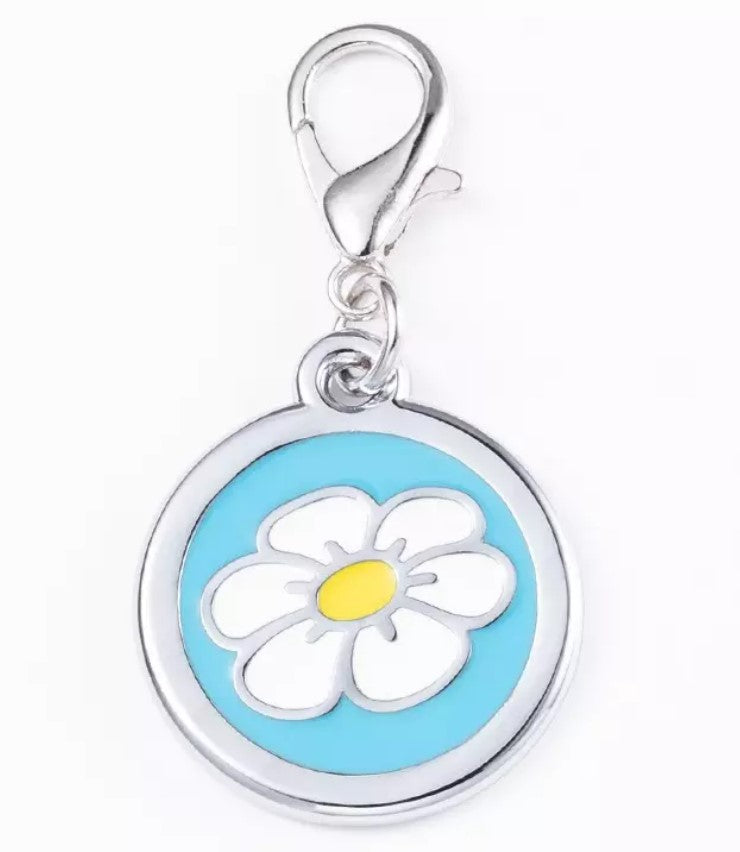 Flower Pattern Round Pet ID Tag