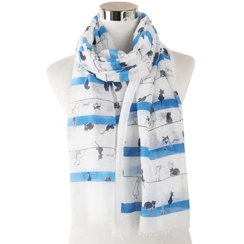 Cute Cartoon Cat Print Scarf