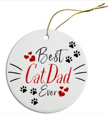 Best Cat Dad Ever Round Christmas Ornament