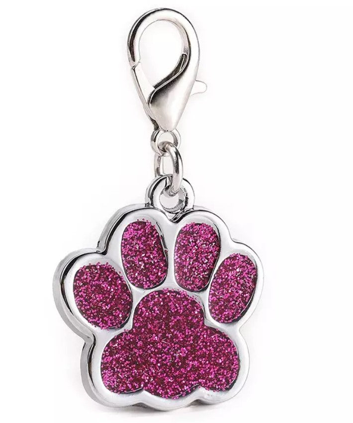 Glitter Paw Print Pet ID Tag