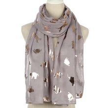 Load image into Gallery viewer, Rose Gold Tone Cat Print Scarf
