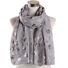 Load image into Gallery viewer, Silver Paw Print Scarf
