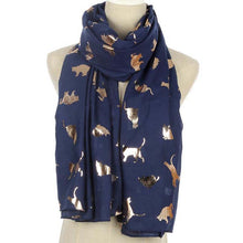 Load image into Gallery viewer, Rose Gold Tone Cat Print Scarf
