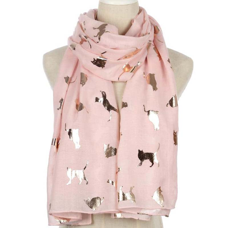 Rose Gold Tone Cat Print Scarf