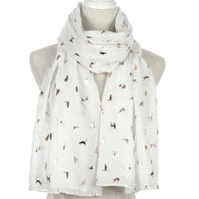 Load image into Gallery viewer, Rose Gold Tone Cat Print Scarf
