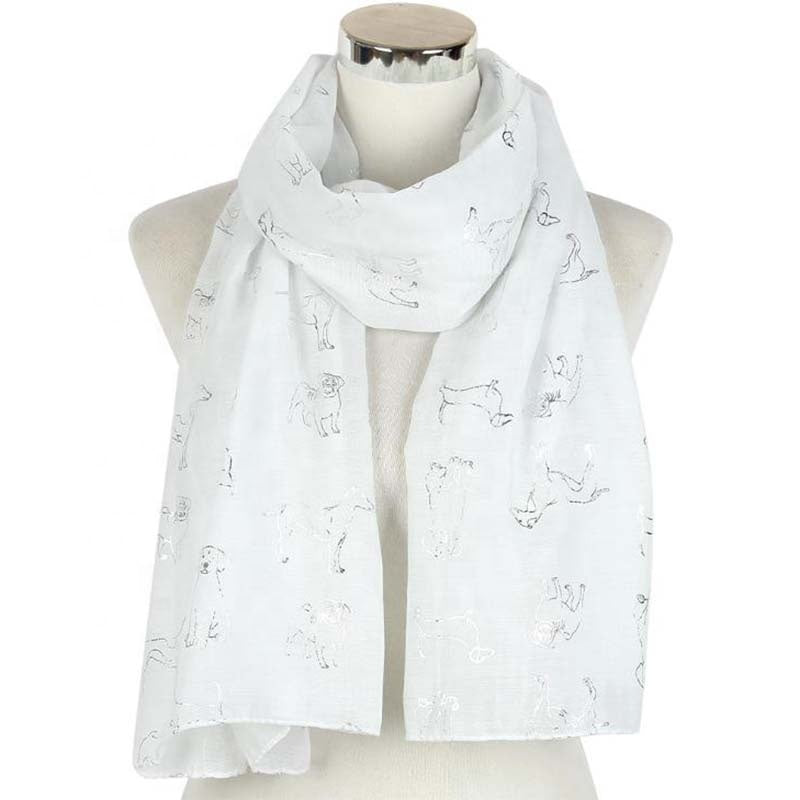 Silver Dog Print Scarf